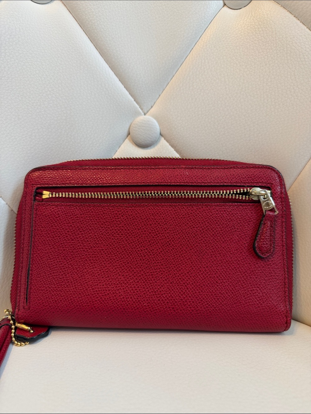 Coach Red Leather Zip Wallet with Wrist Strap - Picture 2 of 7